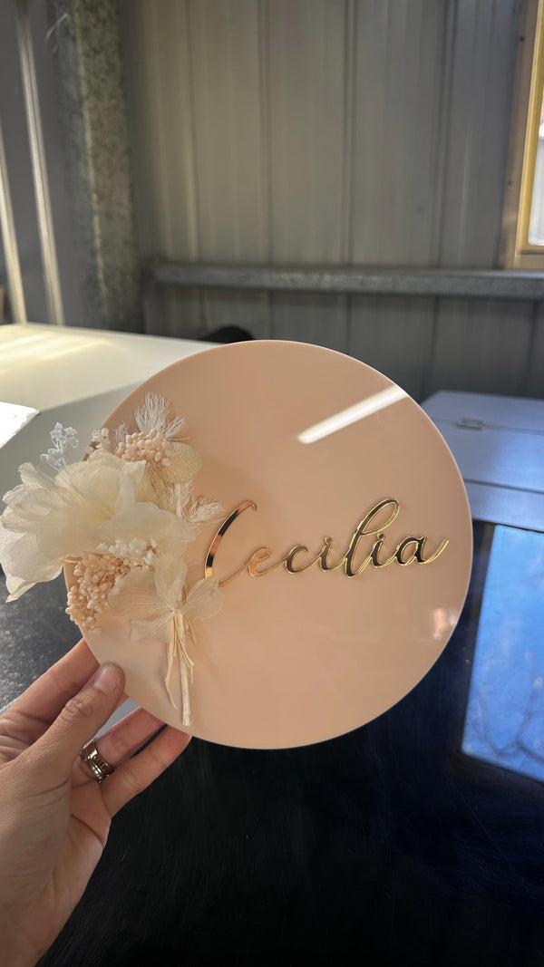 Dried Flower Birth Announcement Sign - littledreamersinteriors