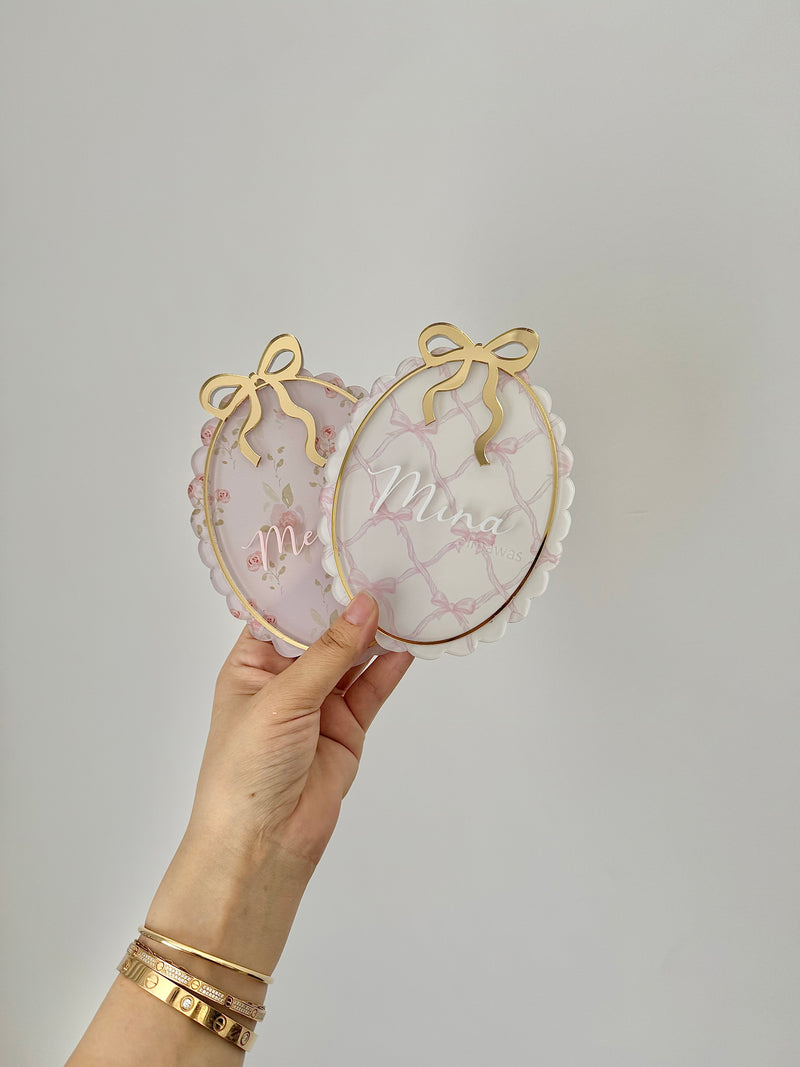 Personalised Vintage Bow announcement plaque