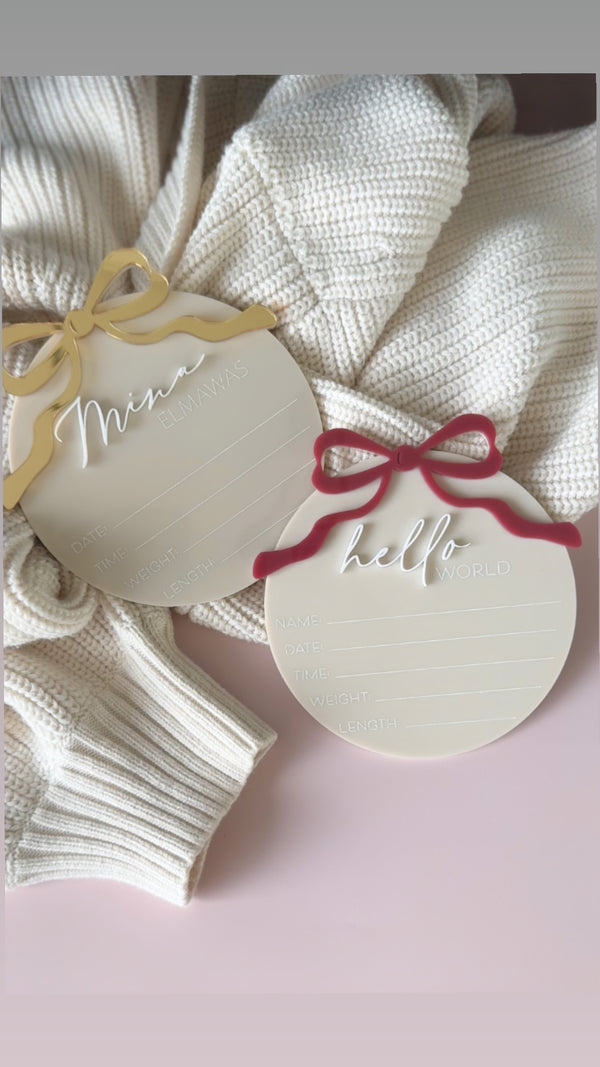 Hello World Baby Birth Announcement Plaque with Details – Newborn Keepsake | Little Dreamers Interiors