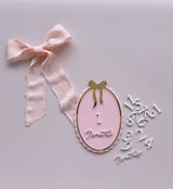 Interchangeable oval bow scallop milestone disc - littledreamersinteriors