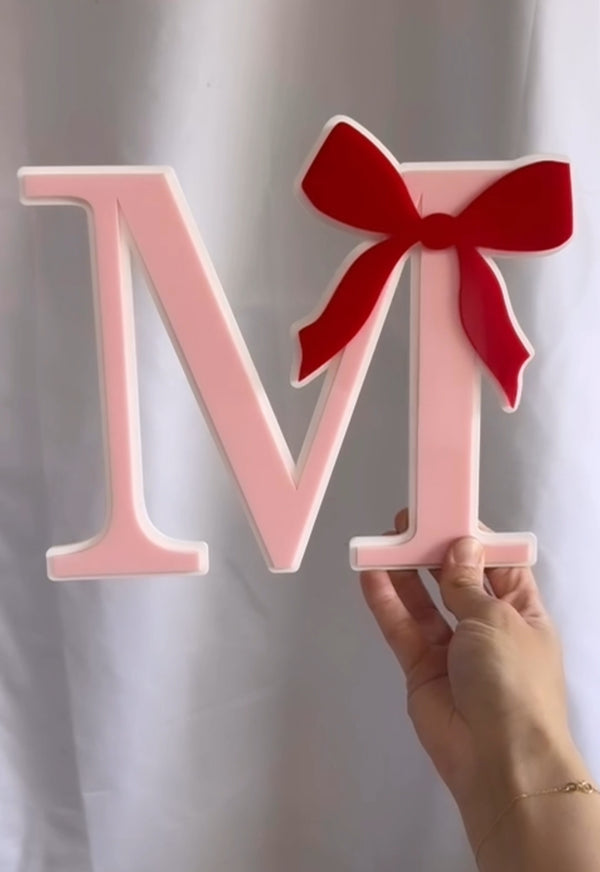 Acrylic triple layer bow letter initial littledreamersinteriors  room decor kids room decor baby nursery room styling 
