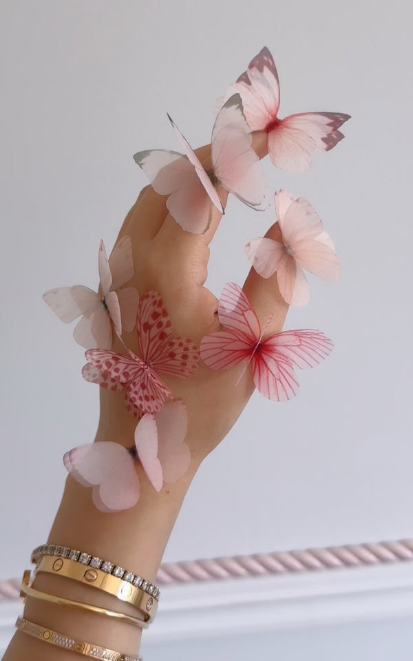 Pink Lace Silk Butterfly Flutters - littledreamersinteriors