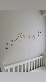 Acrylic bow script name, script name gold script name sign kids room name plaque littledreamersinteriors