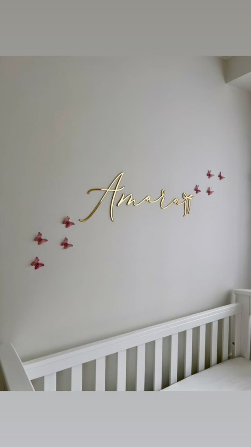 Acrylic bow script name, script name gold script name sign kids room name plaque littledreamersinteriors