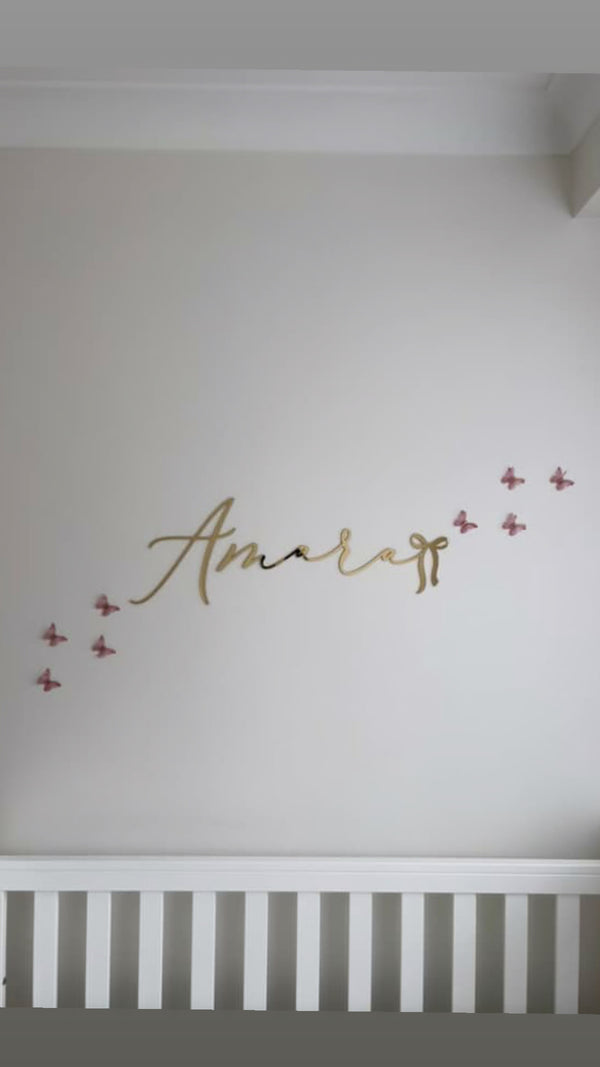 Acrylic bow script name, script name gold script name sign kids room name plaque littledreamersinteriors