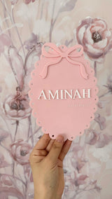 Vintage Bow Birth Announcement Plaque - littledreamersinteriors