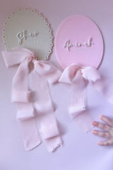 She’s Here Personalised Baby Name Announcement Plaque with Ribbon | Custom Acrylic Birth Sign | Little Dreamers Interiors - littledreamersinteriors