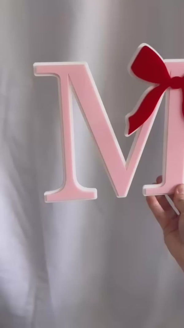 Acrylic triple layer bow letter initial littledreamersinteriors  room decor kids room decor baby nursery room styling 