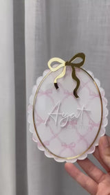 Personalised Vintage Bow announcement plaque