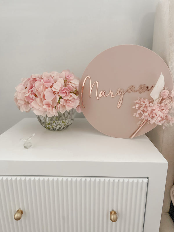 Dried Floral Name Plaque 