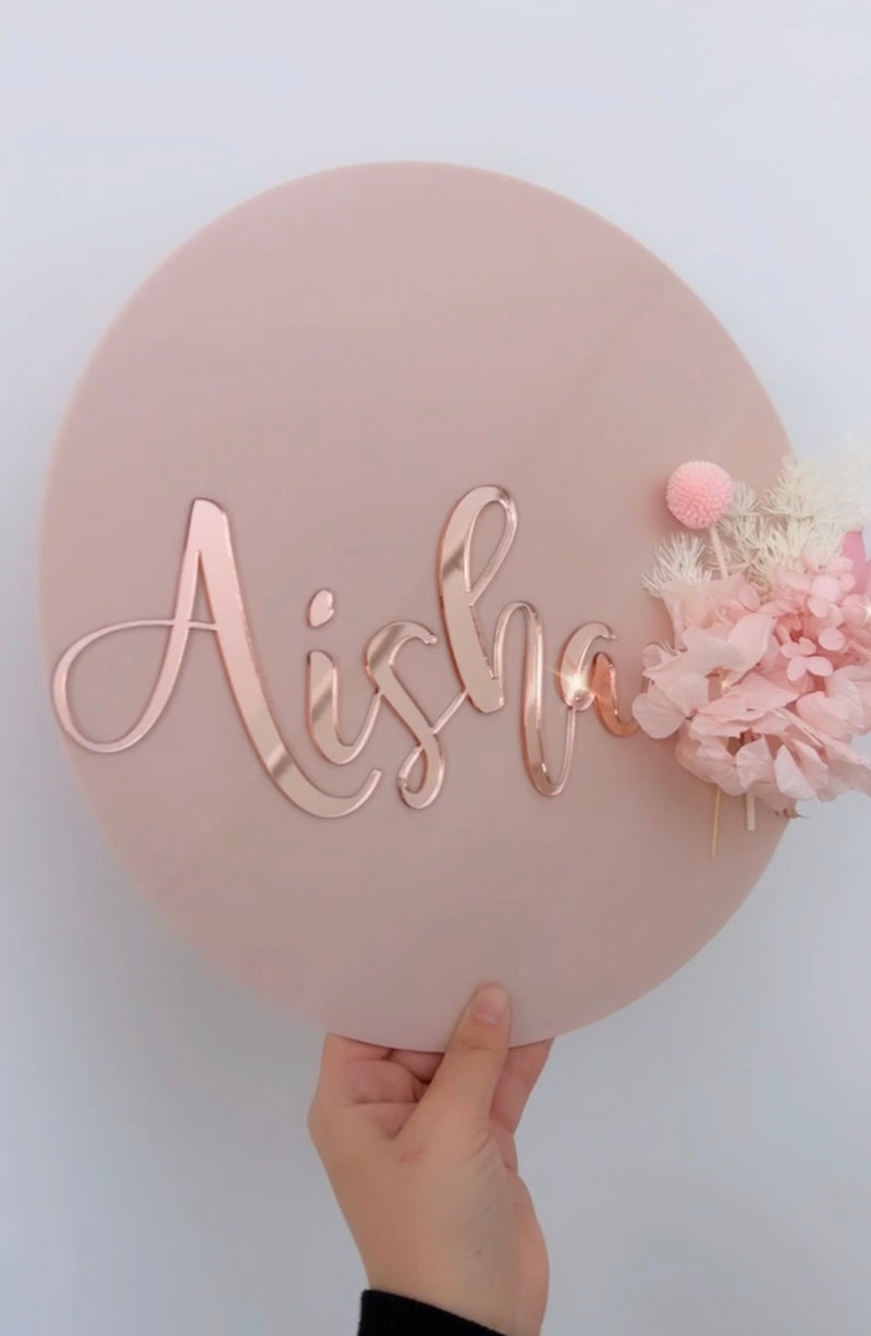 Dried Floral Name Plaque 