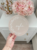 Round Floral Name sign - littledreamersinteriors