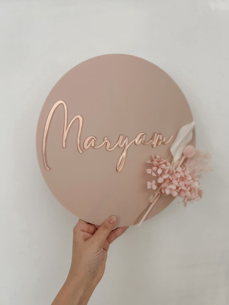 Dried Floral Name Plaque 